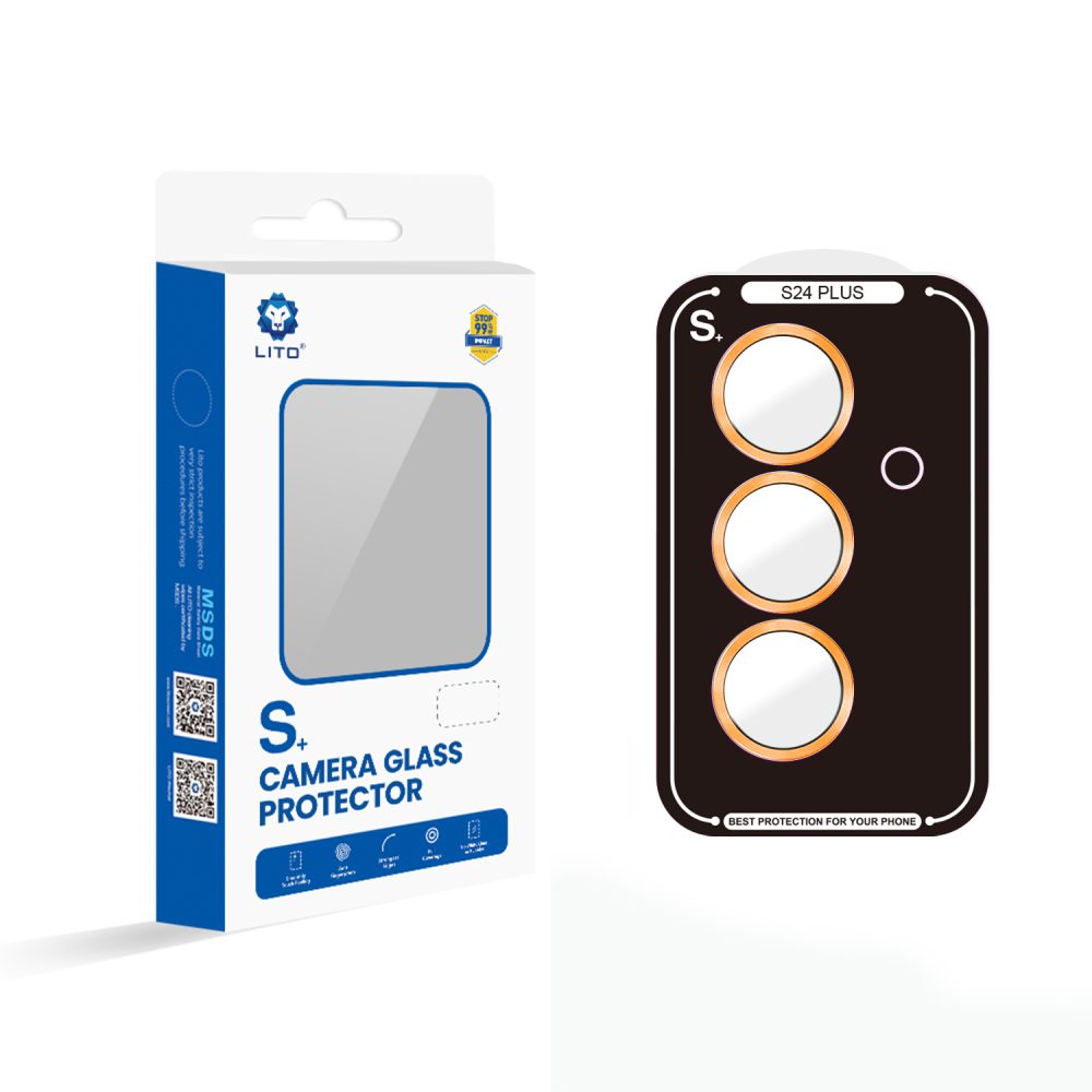 LİTO Samsung Galaxy S24 Plus Anti-Reflective Kamera Lens Koruyucu Sandstone Orange