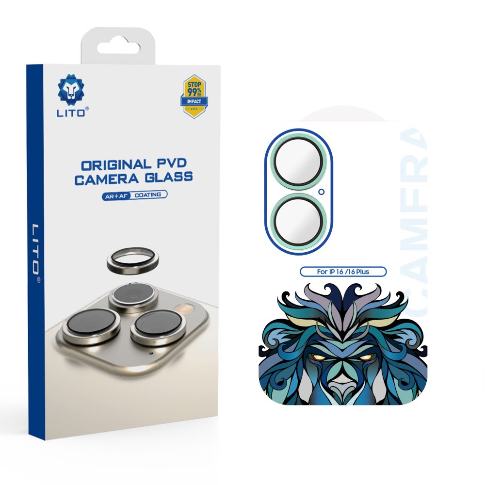 Lito Anti-Reflective iPhone 16 /16 Plus Kamera Koruyucu Deniz Mavisi