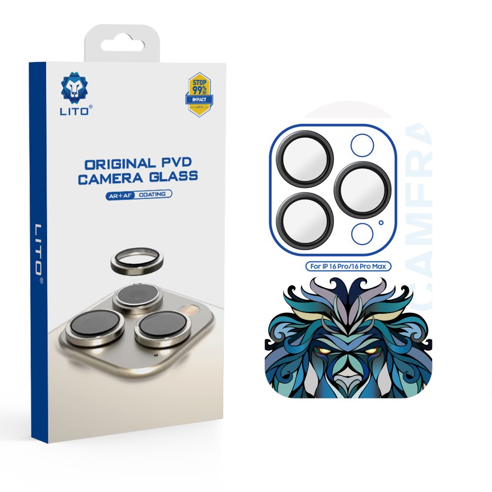Lito Anti-Reflective iPhone 16 Pro /16 Pro Max Kamera Koruyucu Siyah Titanyum
