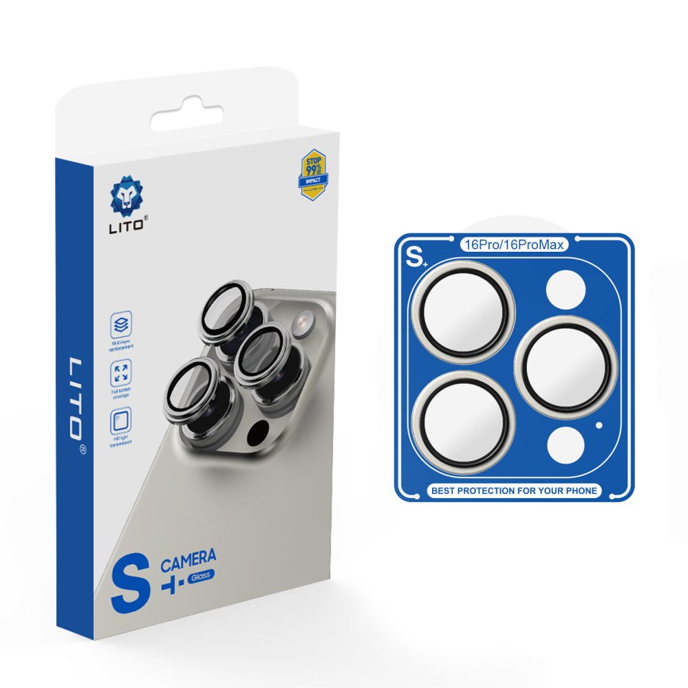 LİTO iPhone 16 Pro/16 Pro Max Kamera Lens Koruyucu, Natürel Titanyum