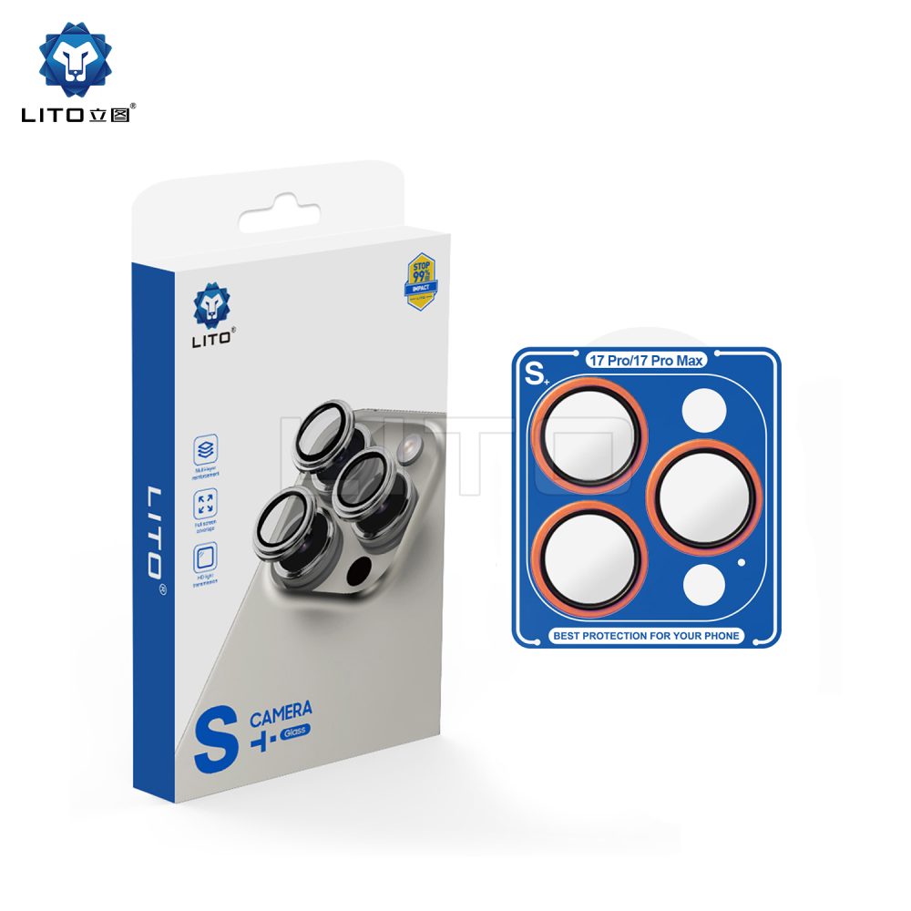 LİTO iPhone 17 Pro/17 Pro Max Kamera Lens Koruyucu Orange