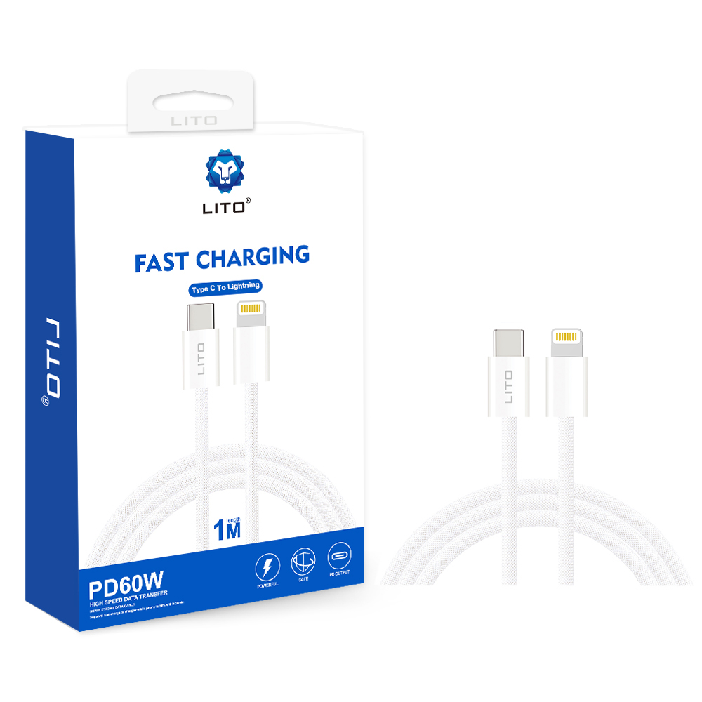 Lito Apple C-Lightning Kablo, 1 Metre Örgü Tasarım LD04