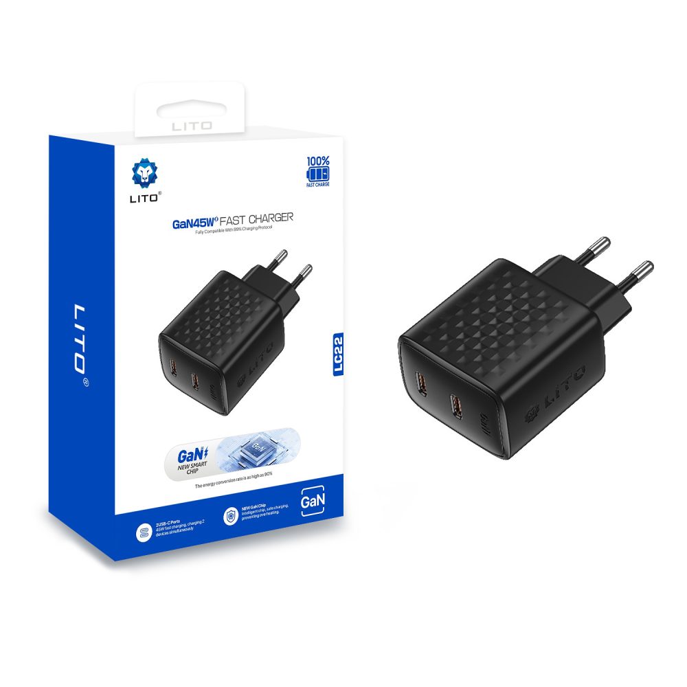 LITO LC22 GAN PD 45W EU Type C+Type C Hızlı Şarj Adaptörü