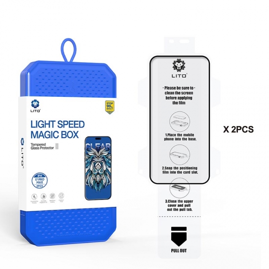 Lito iPhone 17 Pro Light Speed Magic Box Clear-2 in 1 Ekran Koruyucu