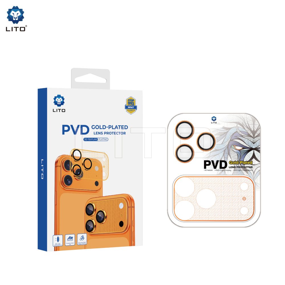 Lito PVD Gold-Plated iPhone 17 Pro Max Kamera Koruyucu Orange